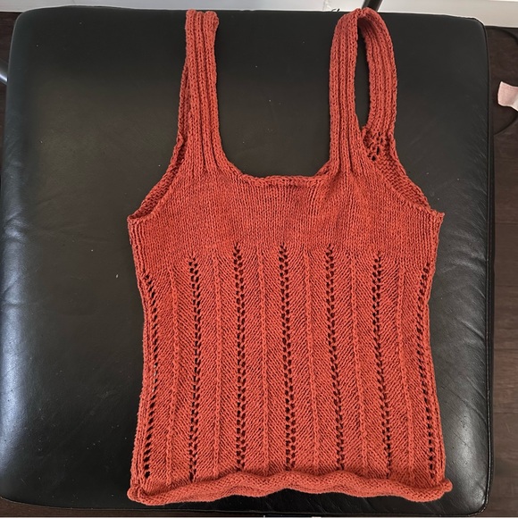 Abercrombie & Fitch Rust Knit Tank Top Size Small Boho Open Stitch - Picture 5 of 6